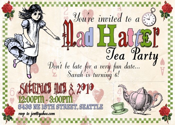 Mad Hatter Tea Party Invitations Decorations Art Activites Games And More