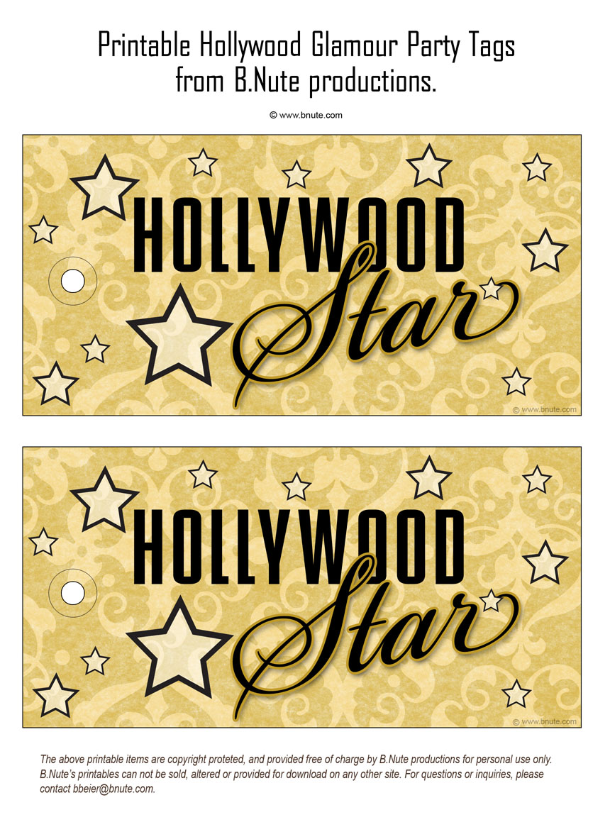 bnute productions: Printable Hollywood Glamour Party - Hollywood Star Tags
