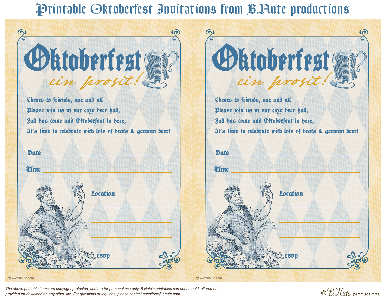 bnute productions Free Printable Oktoberfest Invitations