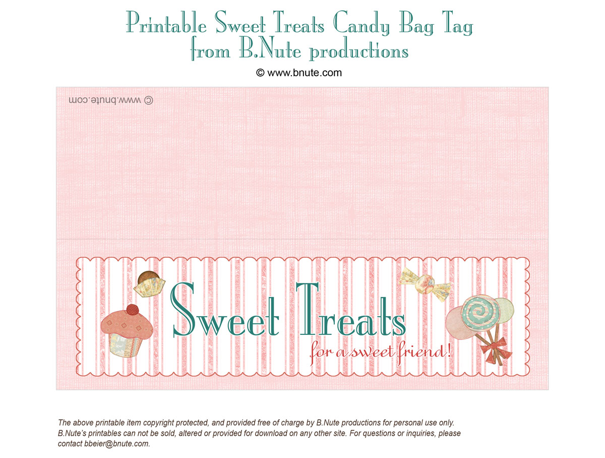 bnute productions: Free Printable Sweet Treats Bag Label