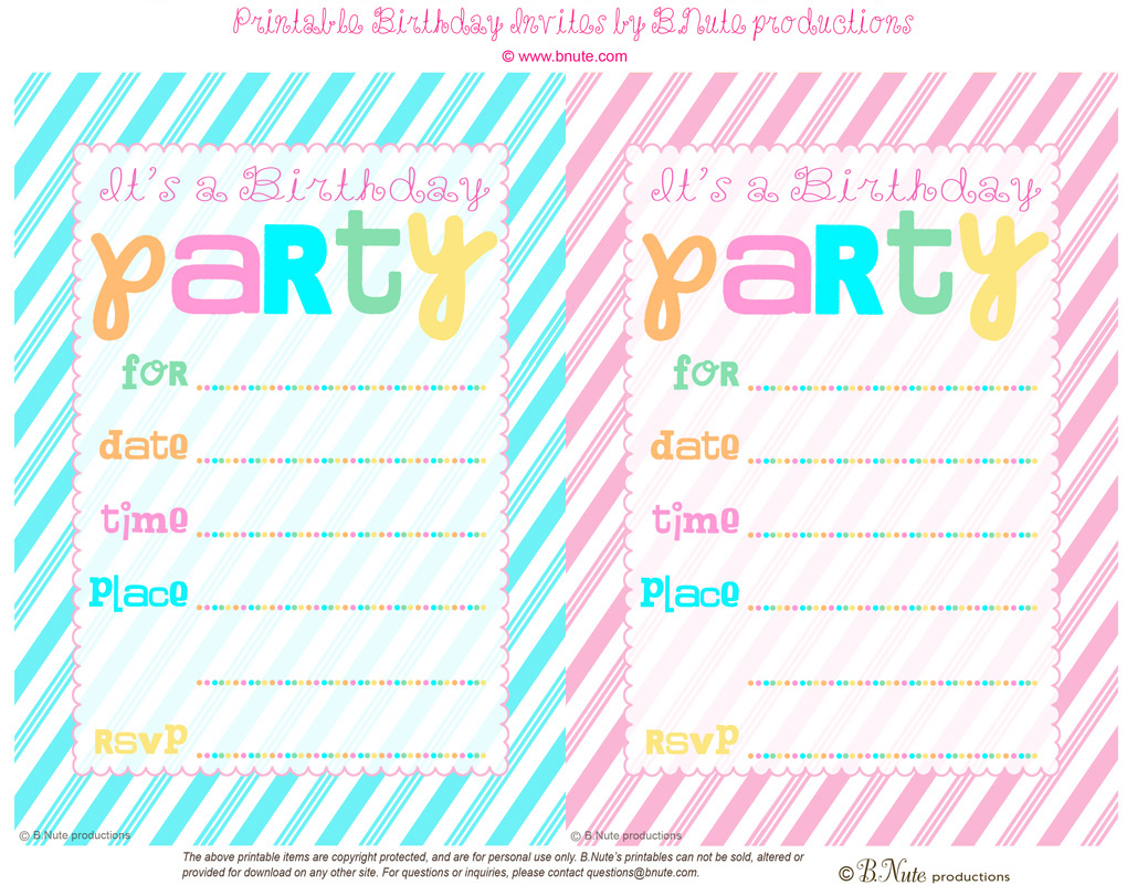Birthday Party Invitations Printable 7